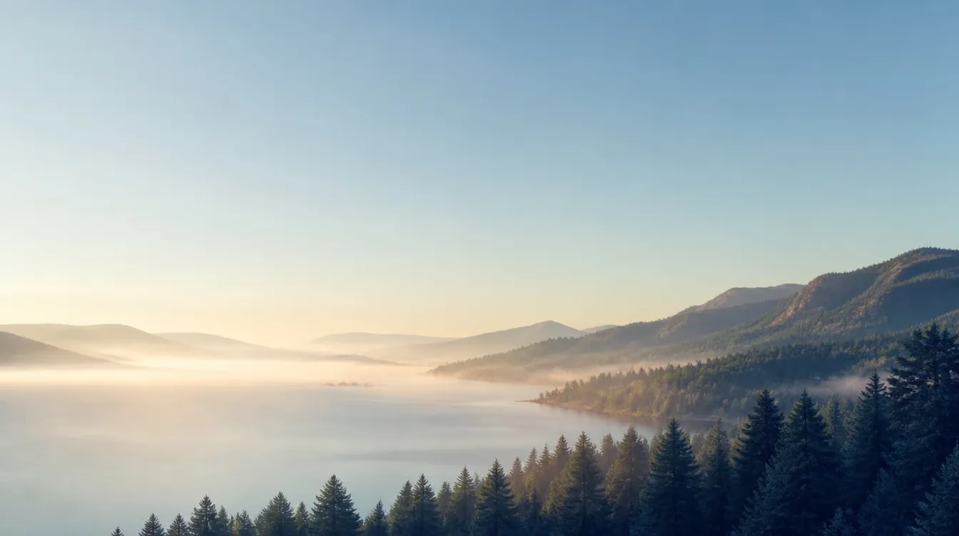 Mist over Okanagan Lake at first light